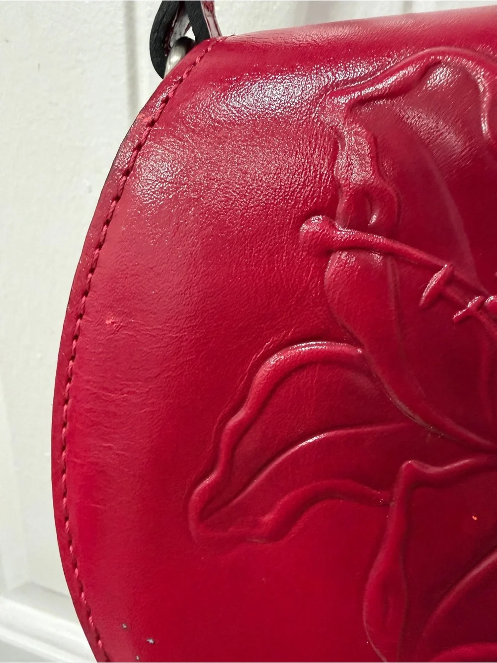 Patricia Nash Red Embossed Leather Lydie Crossbody